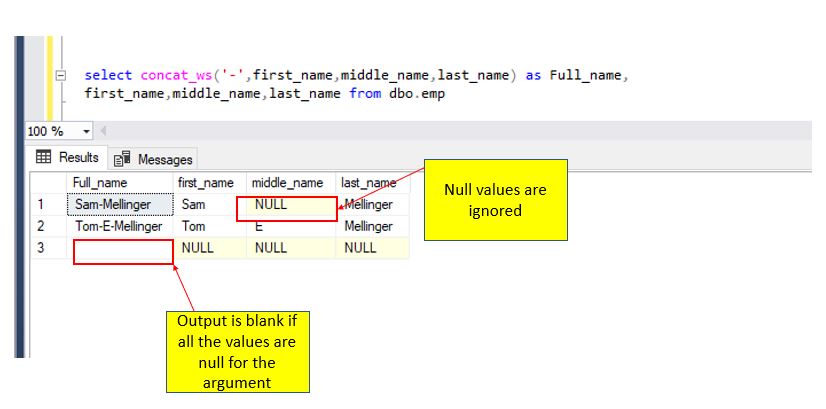 SQL Server concat_ws function available starting 2017